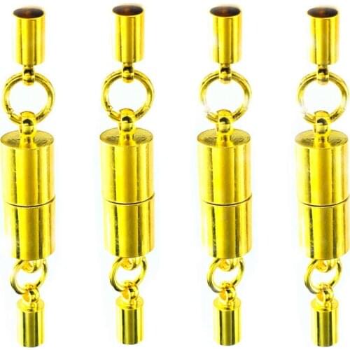 5pcs/Lot Gold Cylinder Gear-Shaped Magnet Buckle Inner diameter 3mm bracelet necklace connection body jewelry accessories