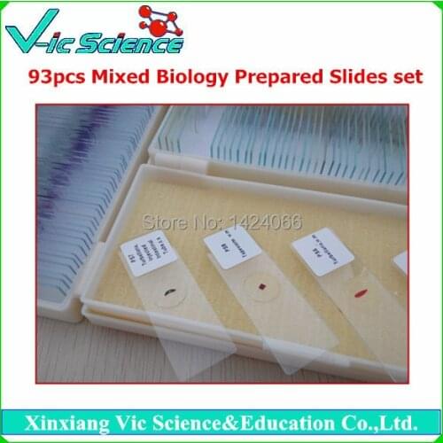 93pcs mixed biology prepared slides set