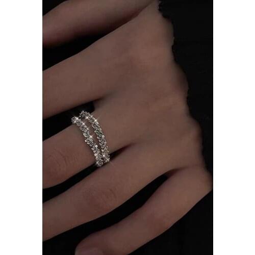 Besimpol s925 Sterling Silver Sparkling Ring Fashion Minimalist Gypsophila Closed Rings For Women Simple Wedding Fine Jewelry