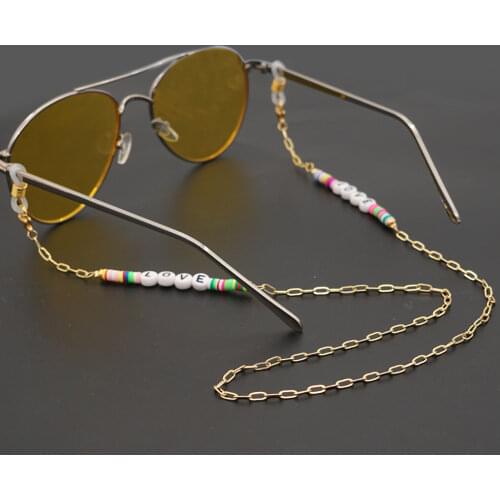 Go2Boho Golden Chain for Mask Straps Women Necklace Jewelry Fashion Love Letter Necklaces Metal Lanyard Holder Eyeglasses Chains