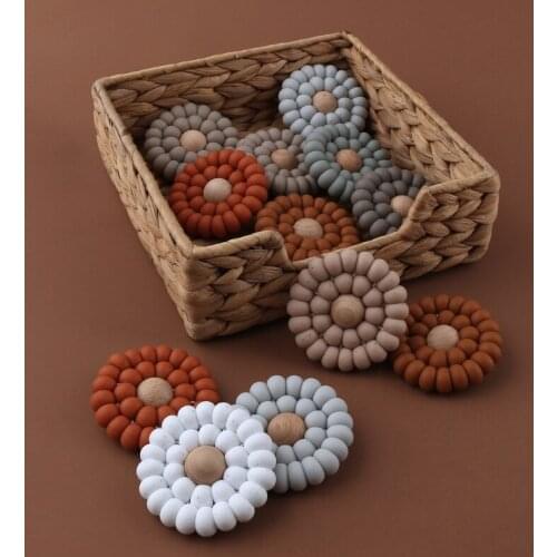 Baby Silicone Teether Nature Wooden Montessori Baby Toy Infant Teething Molars Teether Toy Accessories Wooden Ring