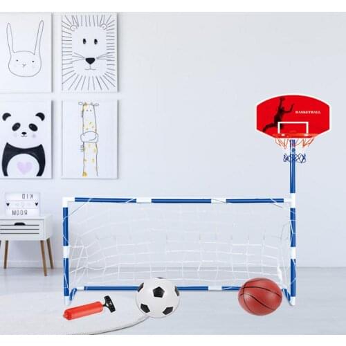 Outdoor Sport Kids Football Goal Boys Soccer Toy 2 In 1 Mini Basketball Children Basketball Hoop Training Practice Toys