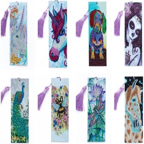 DIY Bookmark 5D Diamond Painting Kits Crystal Rhinestone Embroidery with Tassel Cross Stitch Arts Craft for Book Gift