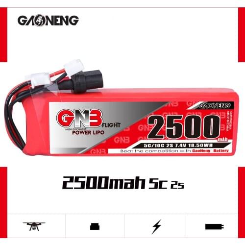 Gaoneng GNB 2500mAh 2S1P 7.4V 5C/10C Lipo Battery with XT60 Plug For Frsky Taranis X9Dplus Receive remote control RC Parts