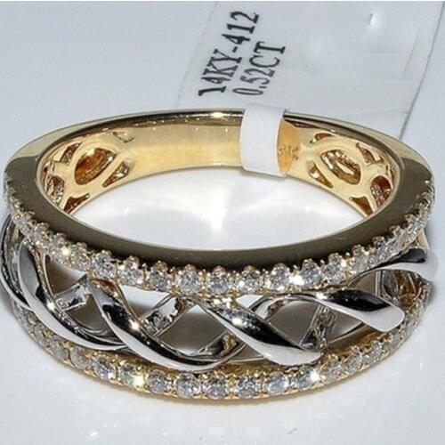 Glamour Jewelry Bohemian Luxury Wave Pattern Zirconia Womens Ring Party Jewelry Glamour Girl Accessories