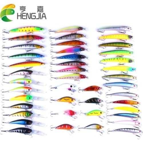 HENGJIA 43pcs minnow fishing lures set Hard Baits artificial crankbaits wobblers carp trout catfish pesca fishing tackles