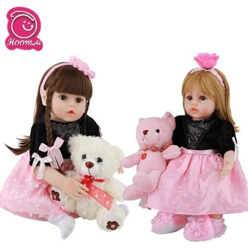 Hoomai Realistic Newborn Baby long hair 18 '' Silicone cotton Body Lifelike Bebe Reborn Dolls For boy Children Gift Toy