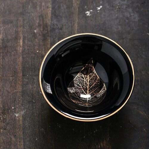 Jizhou Maple Leaf Tea Cup Tianmu Ceramic Tea Master Cup with Chinese Characteristics High-end Home Tea Set