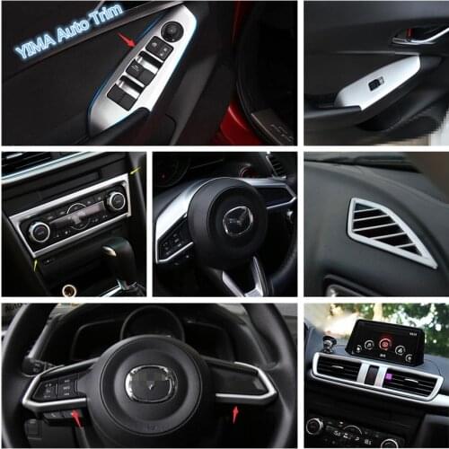 Lapetus Window Lift Button / AC Air Conditioning Panel / Steering Wheel Gear Shift Frame Cover Strip Trim For Mazda 3 2017 2018