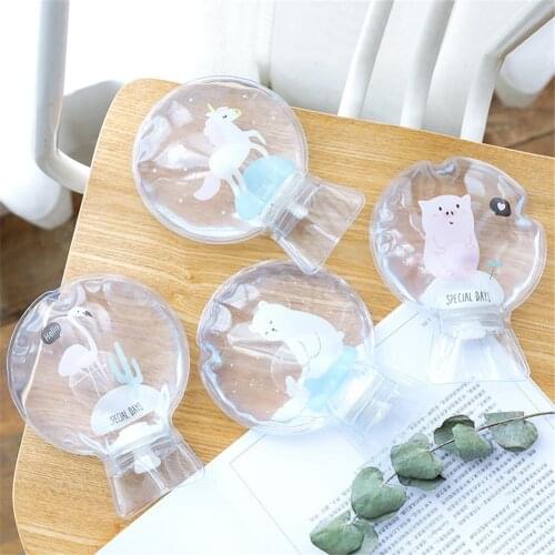 Round Mini Hot Water Bag Hand Warmer Cartoon Cute Transparent PVC Small Size Hot-Water Bag Water Injection Hot-Water Bags
