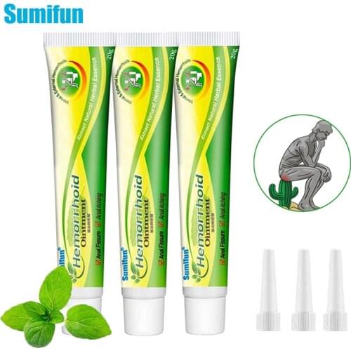 3pcs Sumifun Mint Hemorrhoids Ointment Internal and External Anal Fissure Cream Pain Relief Chinese Herbs Medical Plaster D3827