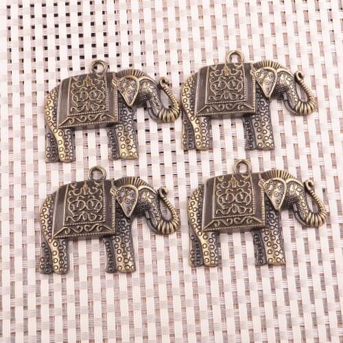 Antique Bronze Plated, Zinc Alloy Carved Elephant-shaped Metal Pendant, Charms for Jewelry Making, Handmade DIY Accessories