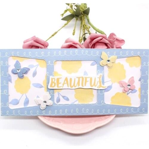 KLJUYP Slimline Comic Window Trio Metal Cutting Dies for Scrapbooking/photo album Decorative Embossing Paper Card