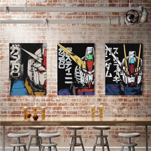 Wall Art Home Decor Restro Style Painting HD Prints Gundam Warrior Canvas Posters Famous Japan Anime Modular Pictures For Gift