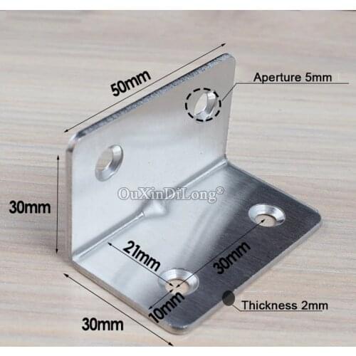 BRAND NEW 20PCS Stainless Steel Right Angle Brackets Corner Braces Joint Shelf Support L Shape Furniture Connectors 30X30X50mm
