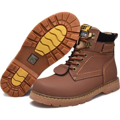 2021 CAT New High-quality Leather Tooling Shoes Couple Outdoor Hiking Shoes Ski Shoes Warm Non-slip Sports Shoes 34-47 Size