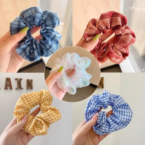 BeeHouse New Promotion Rubber Bands Fashion Accessories korean Fabric Plaid Elastic Scrunchies Ponytail Holder Hair Ties 2021
