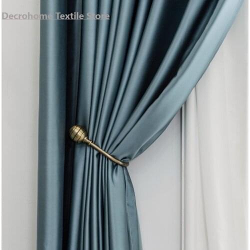 Simplicity High-end Silk Light Luxury Style Modern Curtains for Living Room Luxury European Curtain for Bedroom Shading