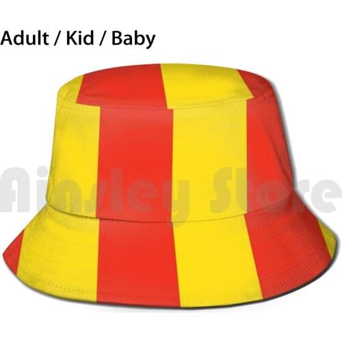 Colors Spain Yellow Red Bucket Hat Adult kid baby Beach Sun Hats Red Red Yellow Yellow