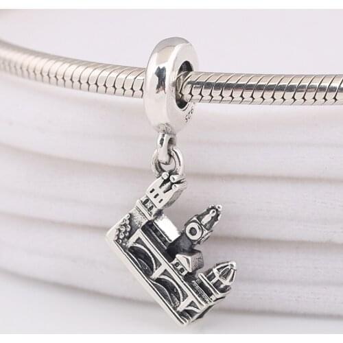 Authentic S925 Silver Pendant DIY Jewelry Castle Bridge Castle Dangle Charm fit Lady Bracelet Bangle