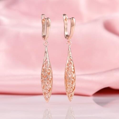 Rose Gold Hollow Long Earrings Are Used for Womens Wedding Trendy Fashion Accessories