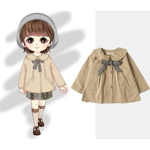 Girls Trench Coat Fashion Khaki Spring Autumn Windbreaker for Girl Kids Clothing 1 2 3 4 Y Toddler Girls Outwear Korean Jacket