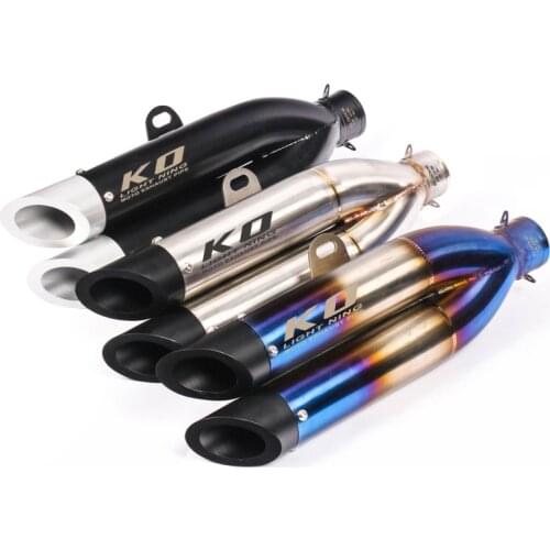 Universal Motorcycle Exhaust Dual Tail Pipe Without Silencer 51mm Diameter 420mm Length Carbon Fiber Exhaust And Aluminum Alloy