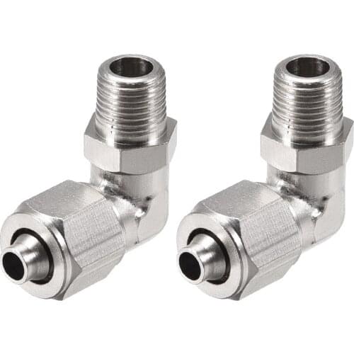 Uxcell 2Pcs 8mm Tube OD to 1/8PT Male Thread Elbow Quick Fittings Nickel Plated Copper for Ensure Reliable Connection etc