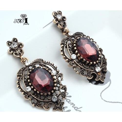 YaYi Jewelry Fashion Colorfull Glass Crystal Rhinestone Dangle Crystal Women Ancient Silver Color Wear Ear Band Tassel Earrings