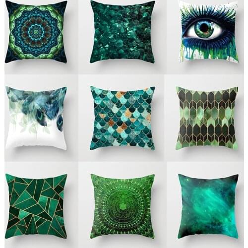 Green Series Cushion Cover Eye Geometric Abstract Pillow Case Decorative Sofa Pillow Covers Home decor Throw Pillowcase 45*45cm