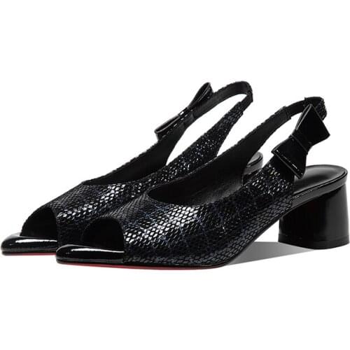 GUIDIBASIC Sandals Women Summer New 2021Genuine Cow Leather Fish Mouth Sandals Open Toe Butterfly-Knot Back Strap Handmade