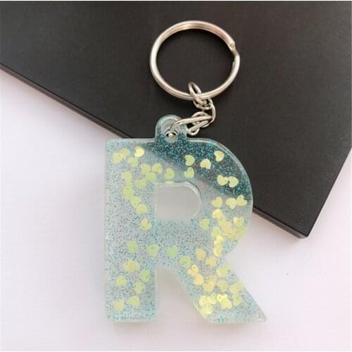 1PC Keyring English Letter Keychain 26 English Word Glitter Resin A TO Z Handbag Charms for Woman
