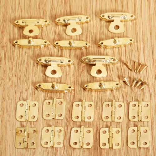 15pcs/set Furniture Cabinet Hinges with Jewelry Wooden Box Case Toggle Hasp Latch Iron Vintage Hardware Furniture Accessories