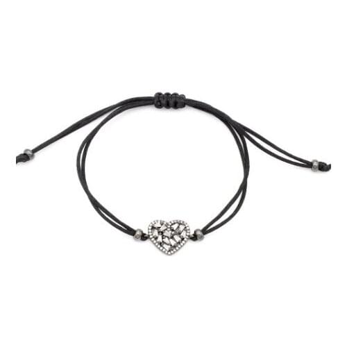 4mm wfgr1 silver gold heart red rope adjusted micro pave cz zircon cubic zirconia Bracelet macrame Charm Braided Braiding