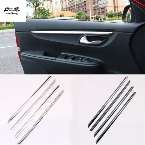 Free shipping 4pcs/lot stainless steel four Interior doors decoration cover for 2017 2018 KIA RIO 4 car accessories