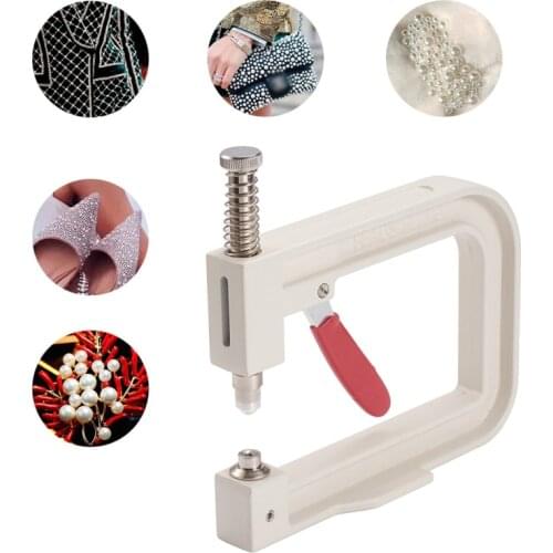 5 Molds Manual Pearl Fixing Machine Punching No Hole Pearl Setting Machine Rivet Fixing Jewelry Tools for Garments Clothes Decor
