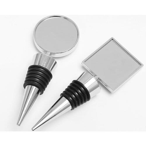 5pcs Round Square Blank Wine Stoppers Fit Clear Epoxy Sticker Dome Cabochon For DIY Families And Bars Tool Making Supplies