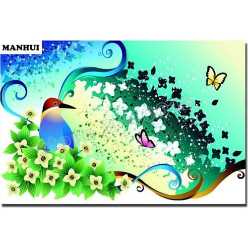 Diamond Mosaic Painting Cross Stitch Little Bird and butterfly Full Round Decorative Diy Diamond Embroidery Fashion Gifts MH062