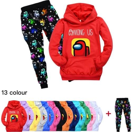 Among Us Hoodies Pants Suit for Teens Girls Boys Children Cartoon Anime Sweatshirt Suit Kids Autumn Winter Casual Clothes