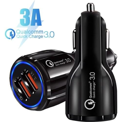 USB Car Charger QC3.0 Dual Port USB Fast Charging Adapter Cigarette Socket Lighter Car Charge For iPhone 12 Por Xiaomi 11 Huawei
