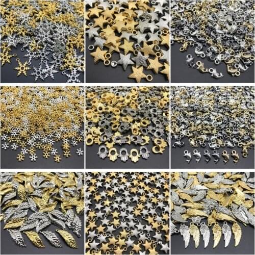 10 -100pcs Acrylic Beads Gold Star Dolphin Snowflake Love Jewelry Accessories for Jewelry DIY Bracelet necklace