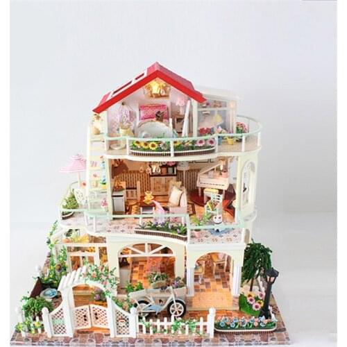 3D Wooden Dollhouse DIY Doll House with Furniture Educational Toys Furniture For children Christmas Gift handmade