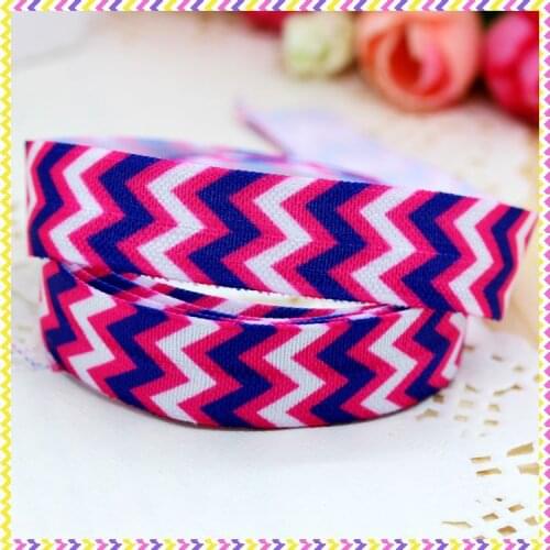 DHK 5/8'' 5yards Fold Over Elastic FOE chevron printed headband hair band diy decoration OEM Wholesale E369