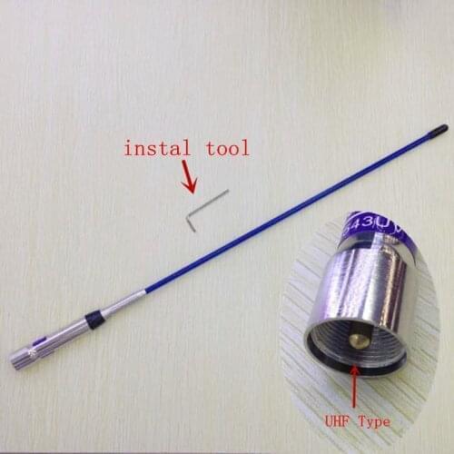 Honghuismart Blue Color Fiber Glass High Gain UHF VHF Dual Band Antenna for Car Mobile Vehicle Radios 100W