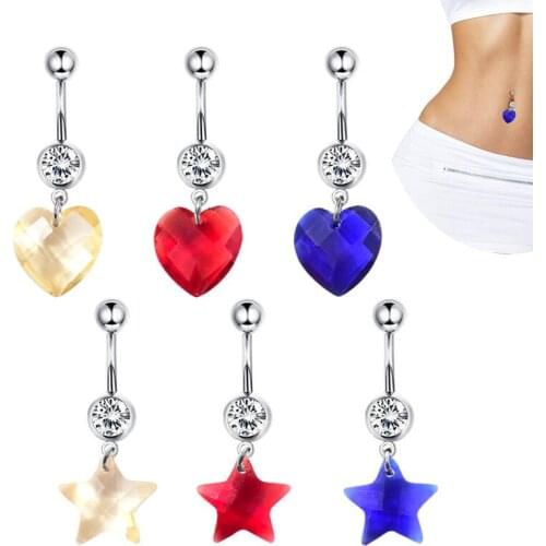 Sell Well Medical Steel Defence Allergy Five-pointed Star Love Fund Navel Nail Pendant Long Fund