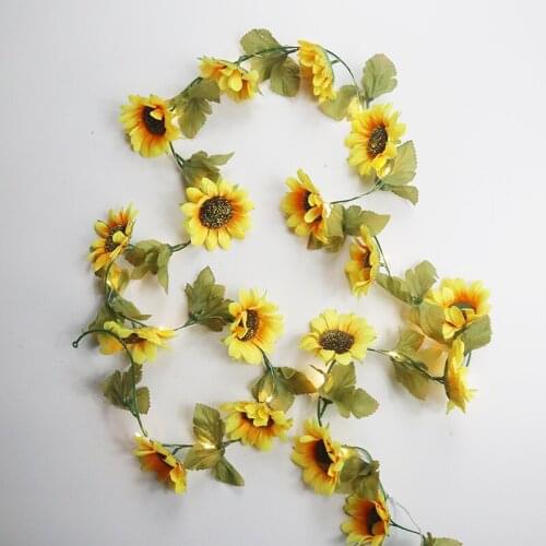 Artificial Sunflower vine Garland String Lights Battery Operated Fairy Lights for Bedroom Wedding Home Decor