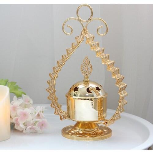Incense Cones + Burner metal gold plating Home Decor Censer Incense Burner Use In Home Teahouse Candle Aromatherapy Furnace