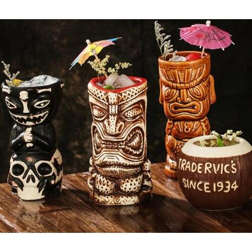 Creative Hawaii Tiki Cocktail Mug Ceramic Beer Beverage Wine Cup Party Festival Easter Islander Drinkware