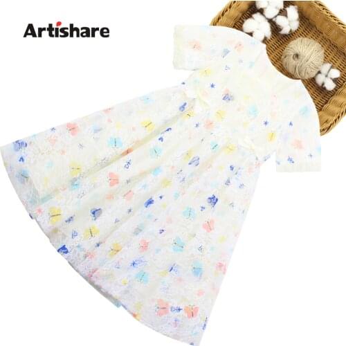 Girls Summer Dress Lace Dress For Girl Floral Pattern Kids Dresses Bow Costume For Girls