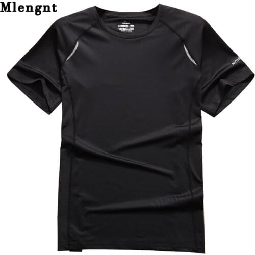 Summer Cool Breathable Men Tshirt Simple O Neck Solid T Shirt Elasticity Compression Tee-shirt Tops Fitness Sports 5XL Clothing